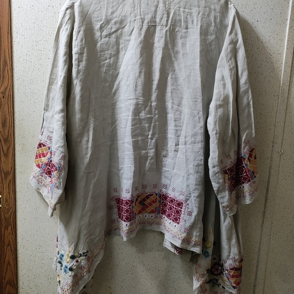 Johnny Was Boho Kimono Cardigan XL Aztec Embroidered Beige JW Los Angeles Clean - Picture 8 of 14